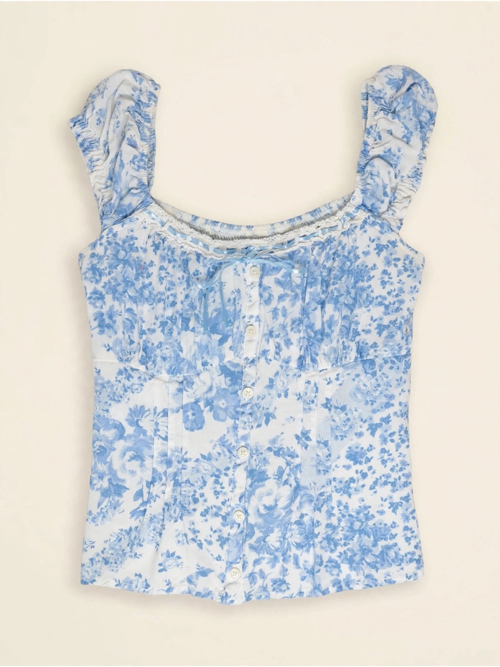 Hollister Light Blue Floral Button-Front Tank